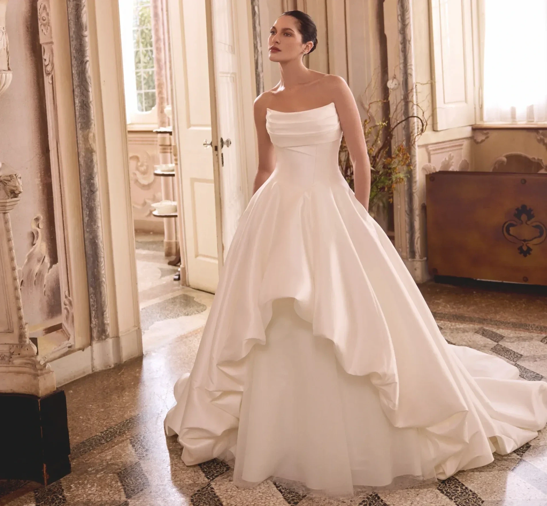 Model wearing a Ball Gown Style gown. Desktop image