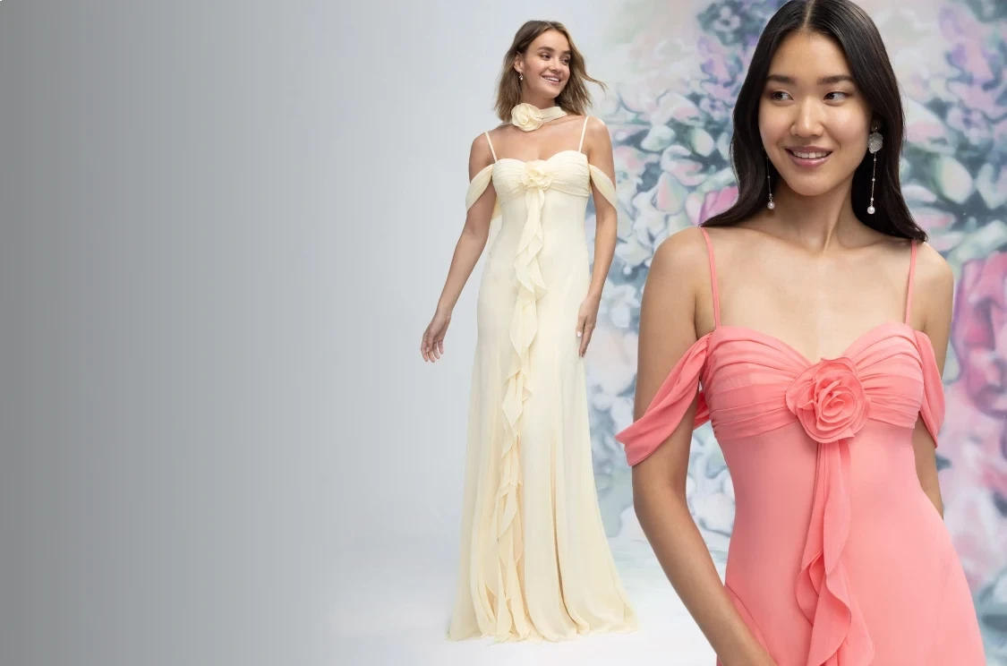 Photo of bridesmaids wearing Mori Lee dresses. Mobile image