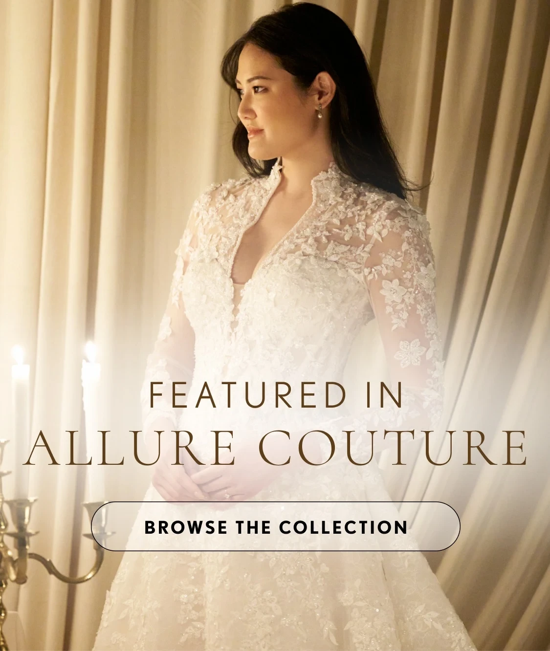 Models wearing Allure Couture bridal gown, mobile banner