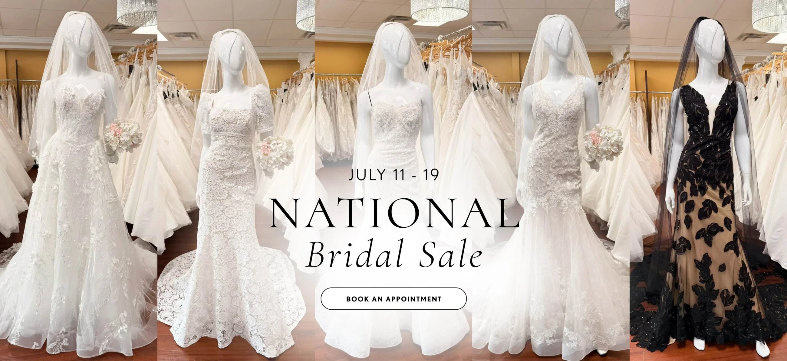 Sale dresses, national bridal sale event desktop banner